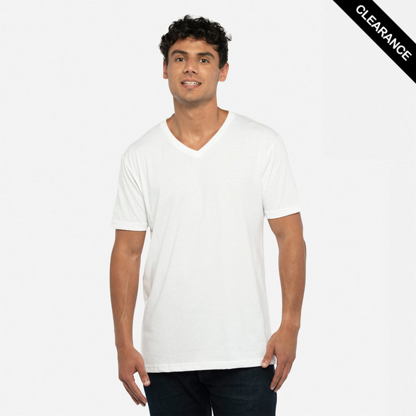 Clearance - Next Level 6440 Men's Premium Fitted Sueded V-Neck Tee | White