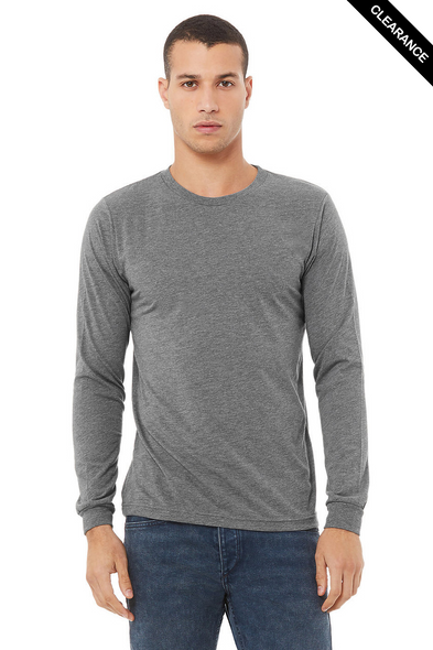 Clearance - BELLA + CANVAS 3513 Unisex Triblend Long Sleeve Tee  | Grey Triblend