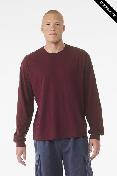 Clearance - Bella + Canvas 3511 Unisex Heavyweight Long-Sleeve T-Shirt | Maroon
