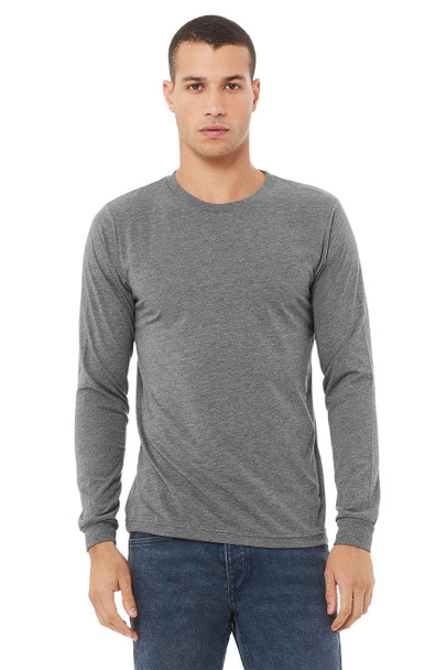 BELLA + CANVAS 3513 Unisex Triblend Long Sleeve Tee  | Grey Triblend