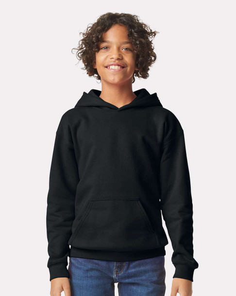 Gildan SF500B Softstyle® Youth Midweight Hooded Sweatshirt | Black