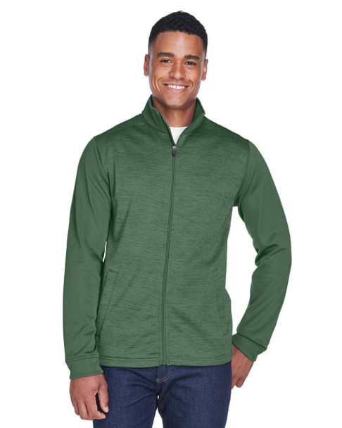 Devon & Jones DG796 Men's Newbury Colorblock Malange Fleece Full-Zip Sweater | Forest/ Forest Heather Devon & Jones DG796 Men's Newbury Colorblock Malange Fleece Full-Zip Sweater | Forest/ Forest Heather