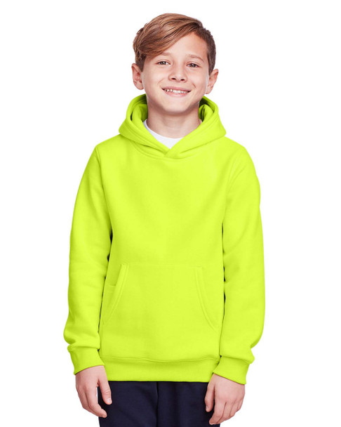 Team 365 TT96Y Youth Zone HydroSport Heavyweight Pullover Hooded Sweatshirt | Safety Yellow