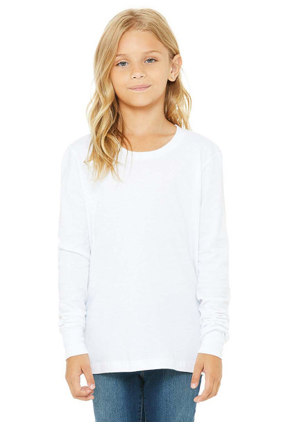 Bella+Canvas 3501Y Youth Jersey Long-Sleeve T-Shirt | White