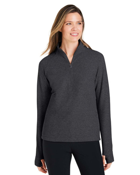 North End NE725W Ladies' Spirit Textured Quarter-Zip Sweatshirt | Black Heather North End NE725W Ladies' Spirit Textured Quarter-Zip Sweatshirt | Black Heather