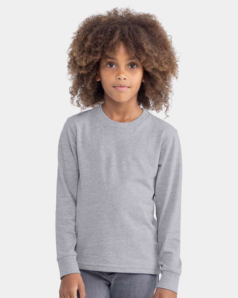 Next Level Apparel N3311 Youth Cotton Long Sleeve T-Shirt | Heather Grey