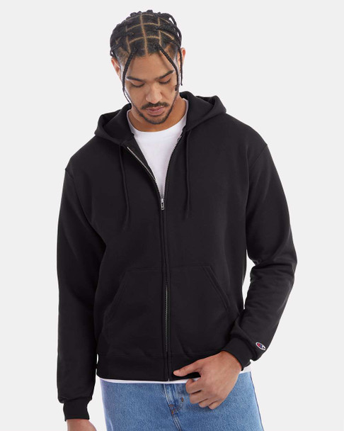 Champion CS800 Men's Powerblend® Full-Zip Hooded Sweatshirt | Black