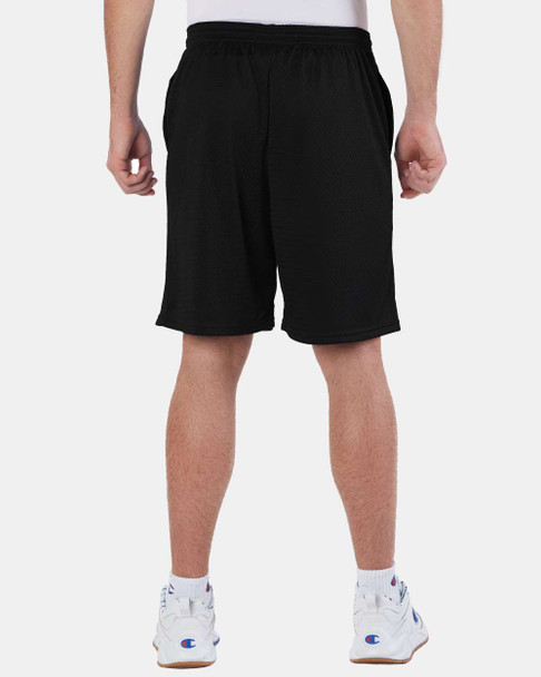 Champion S162 Unisex Polyester Mesh 9" Shorts with Pockets | Black