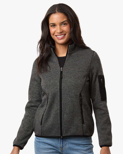 North End NE730W Women's Jasper Full-Zip Fleece Jacket | Black/ Grey North End NE730W Women's Jasper Full-Zip Fleece Jacket | Black/ Grey