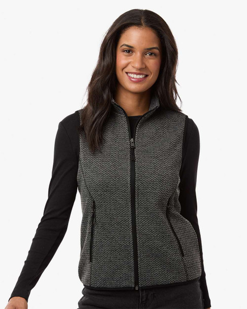 North End NE731W Women's Jasper Jacquard Fleece Vest | Black/ Grey North End NE731W Women's Jasper Jacquard Fleece Vest | Black/ Grey