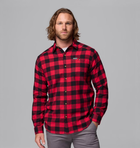 Columbia 161795 Men's Cornell Woods™ Flannel Shirt | Mountain Red Buffalo Check