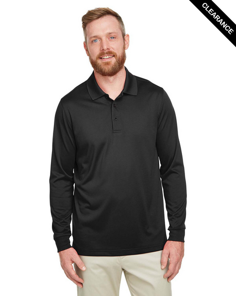 Clearance - Harriton M348LT Men's Tall Advantage Long Sleeve Snag Protection Plus IL Polo | Black