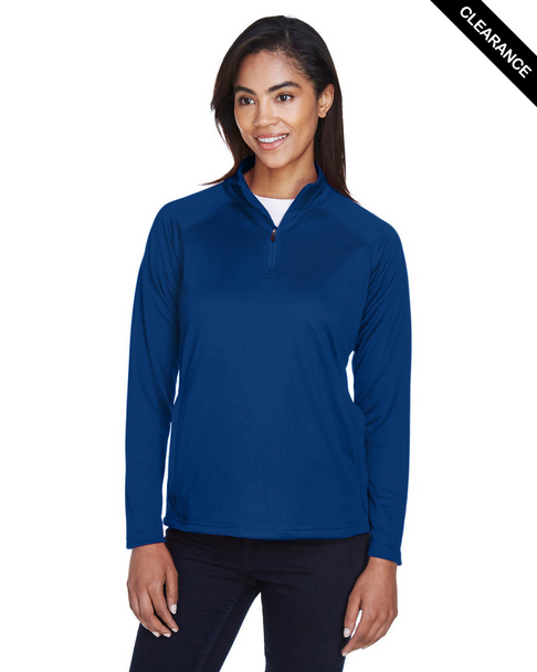 Clearance - Devon & Jones DG440W Ladies' Stretch Tech-Shell Compass Quarter-Zip Sweater | True Royal