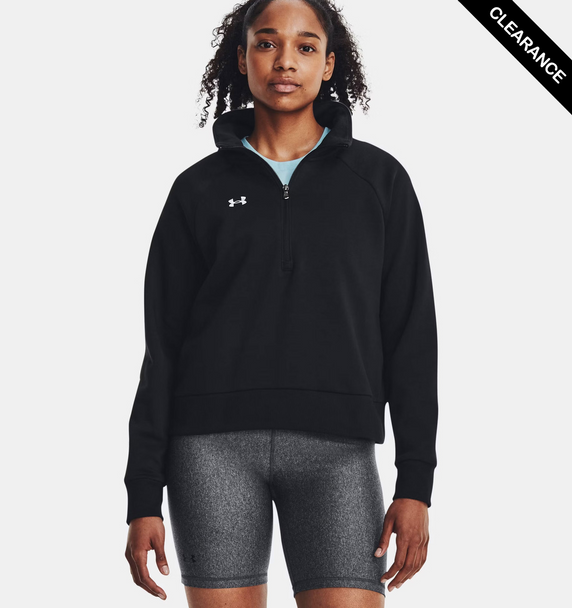 Clearance - Under Armour 1379492 Ladies' Rival Fleece Quarter-Zip | Black/White