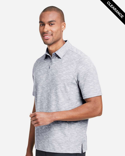 Clearance - North End NE115 Eclipse Jacquard Polo | Platinum Heather