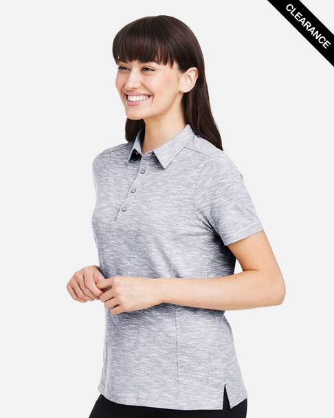 Clearance - North End NE115W Women's Eclipse Jacquard Polo | Platinum Heather