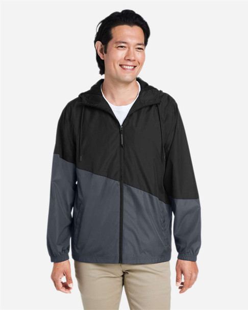 CORE365 CE710 Unisex Techno Lite Colorblock Windbreaker | Black/ Carbon