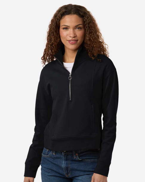 North End NE220W Women's Mantra Half-Zip Ottoman Pullover | Black