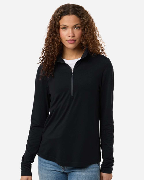 North End NE405W Women's JAQ Stretch Performance Quarter-Zip | Black/ Carbon