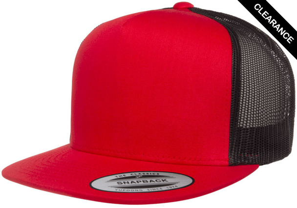 Clearance - Yupoong 6006 5 Panel Mesh Trucker Cap | Red/ Black