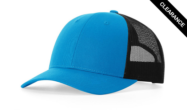 Clearance - Richardson 115 Low Profile Trucker Cap | Cyan/ Black