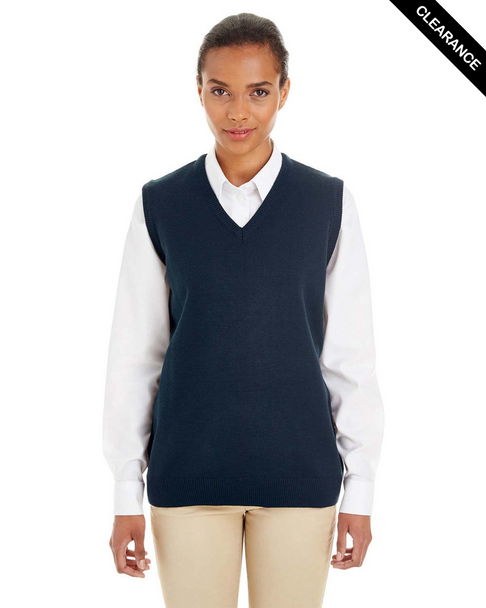 Clearance - Harriton M415W Ladies' Pilbloc™ V-Neck Sweater Vest | Dark Navy