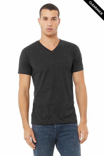 Clearance - Bella+Canvas 3005CVC Unisex Heather CVC V-Neck Short Sleeve Tee | Dark Grey Heather