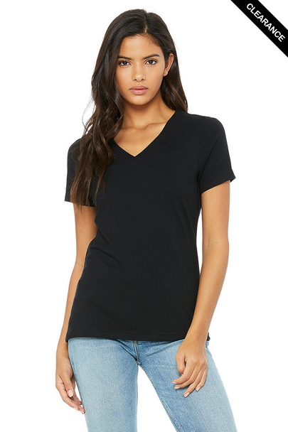 Clearance - BELLA + CANVAS 6405 Women’s Relaxed Jersey V-Neck Tee | Black