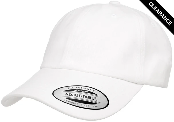 Clearance - Yupoong 6245PT Peached Cotton Twill Dad Hat | White