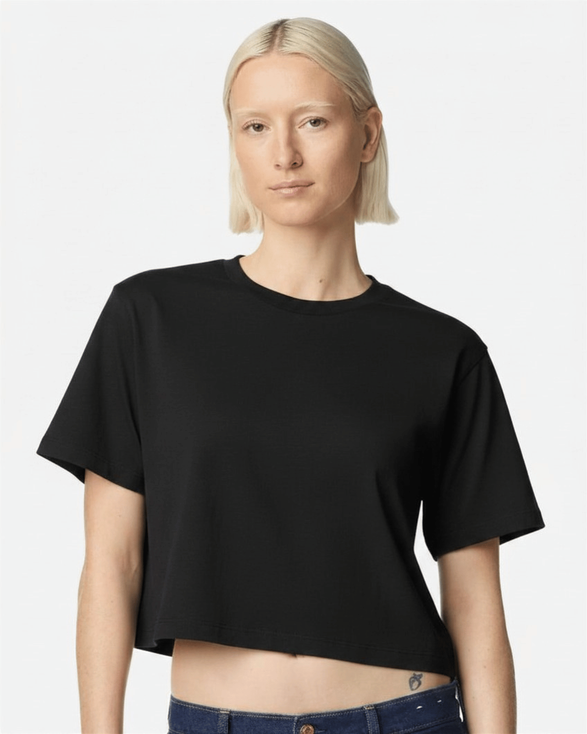american apparel 102 womens cropped tee in black
