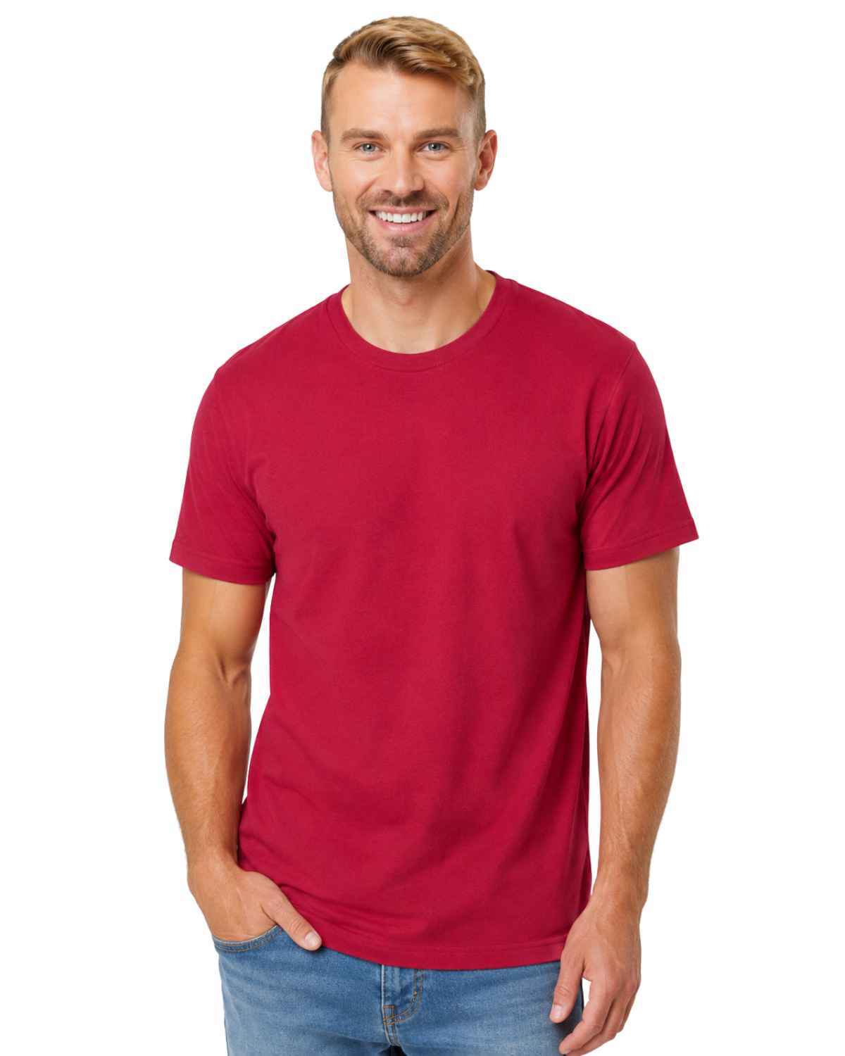 American Apparel 2001 Unisex Fine Jersey T-shirt in cranberry