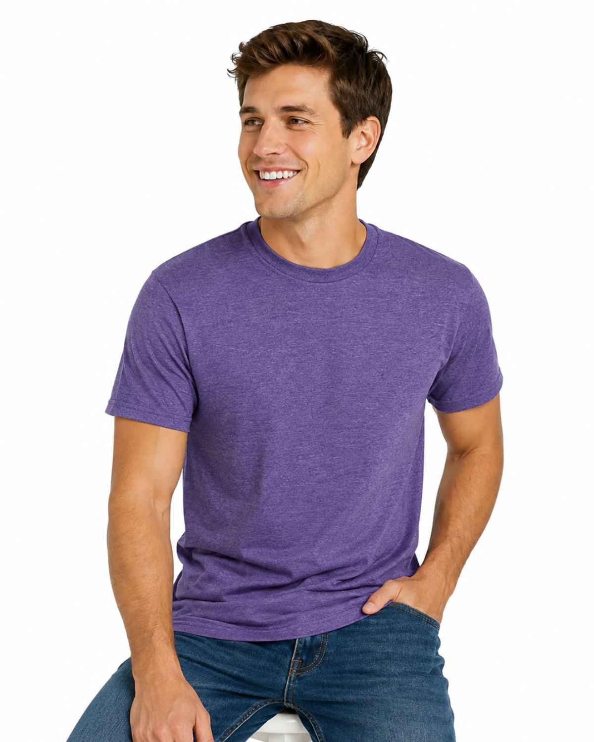 gildan 64000 heather purple
