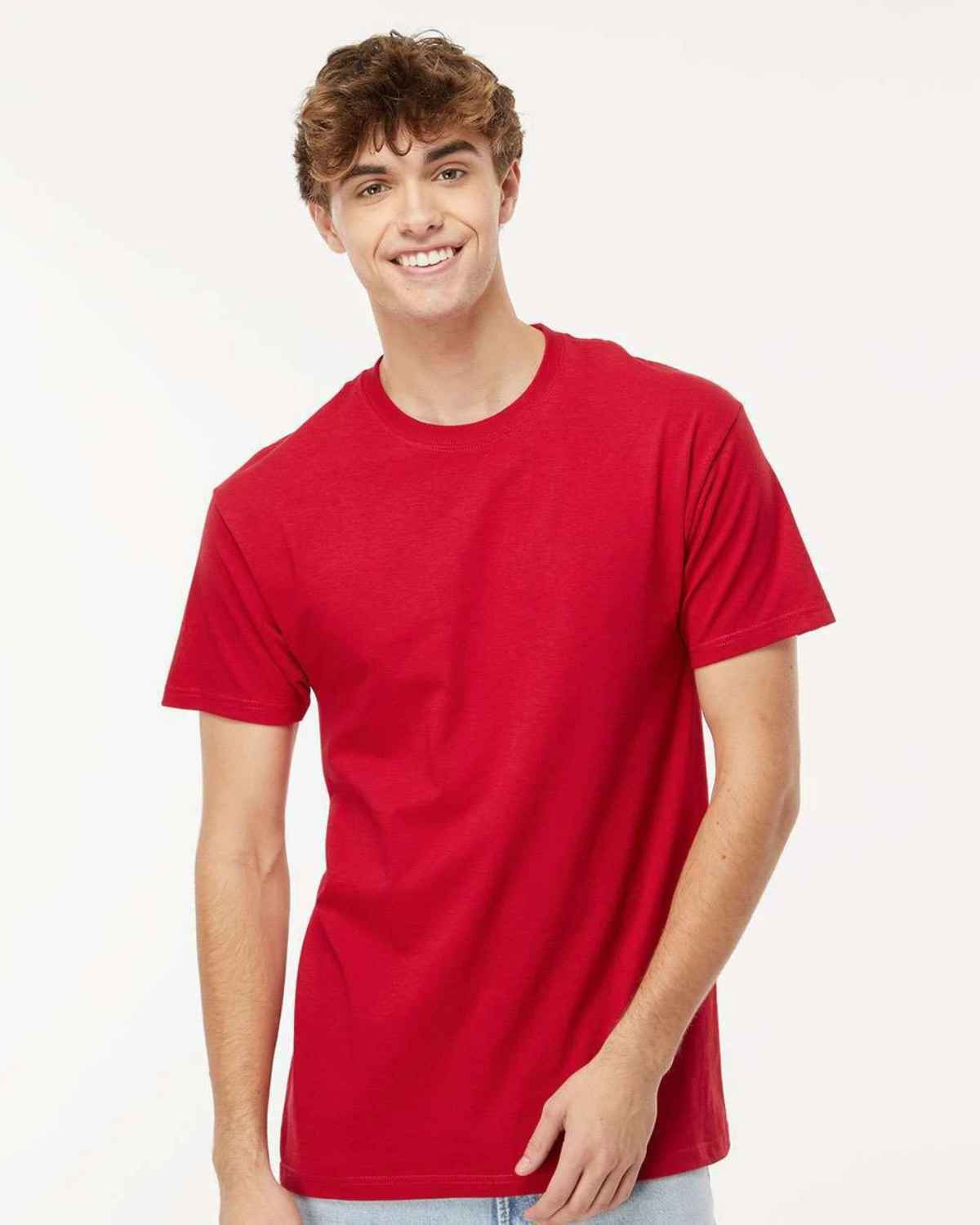 M&O 4800 Gold Soft Touch T-Shirt in deep red