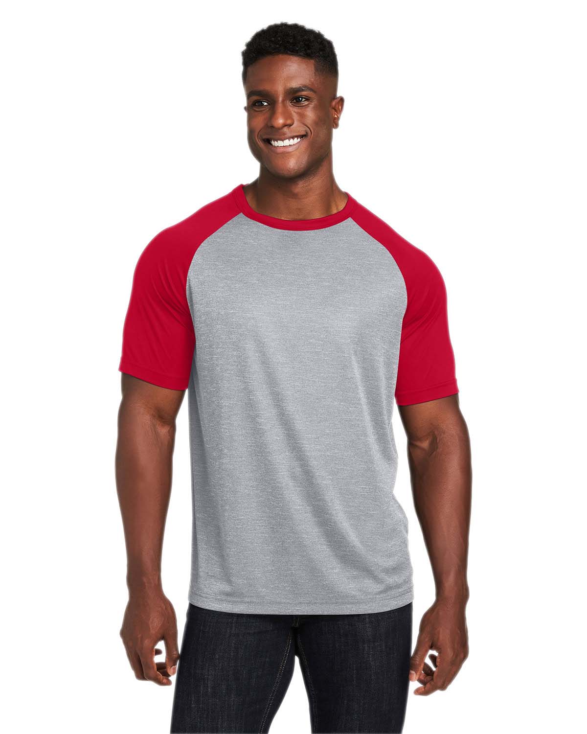 TT62-ATHLETIC HEATHER/ SPORT RED-XS