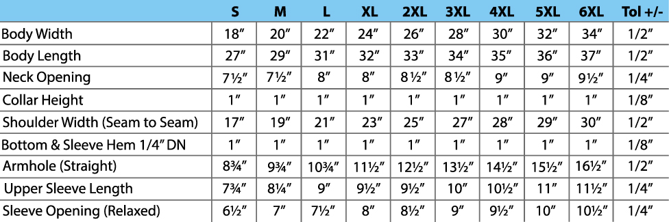 Alstyle 1301 Size Chart
