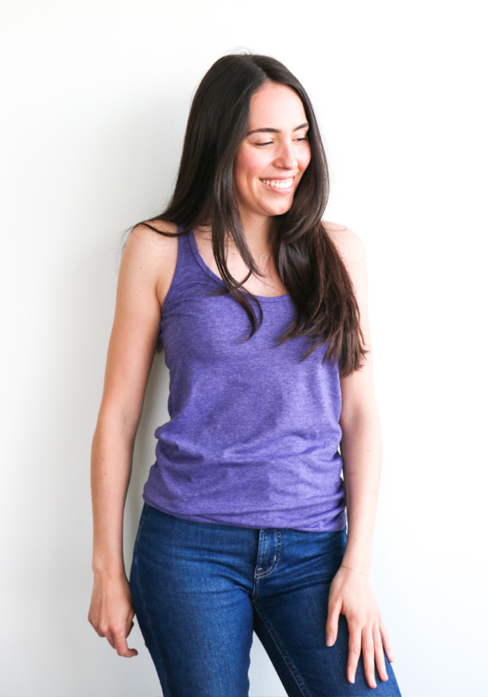 m&o 3590 racerback tank top in heather purple | T-shirt.ca