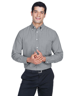 Harriton M600 Long Sleeve Oxford Shirt with Stain-Release - T-shirt.ca