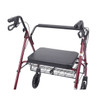 10215rd-1 Drive Medical Heavy Duty Bariatric Walker Rollator with Large Padded Seat, Red