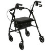 r726bk Drive Medical Walker Rollator with 6" Wheels, Fold Up Removable Back Support and Padded Seat, Black