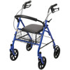 10257bl-1 Drive Medical Four Wheel Walker Rollator with Fold Up Removable Back Support, Blue