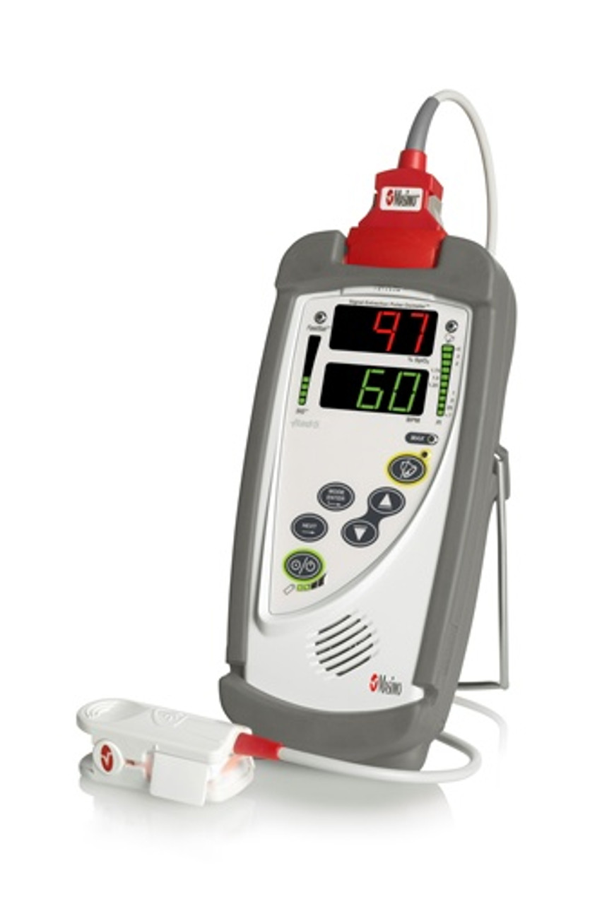 9196 Masimo Rad-5 Pulse Oximeter, incl. DCSC Reusable sensor and Ops Manual. RED 20 PIN Connector.