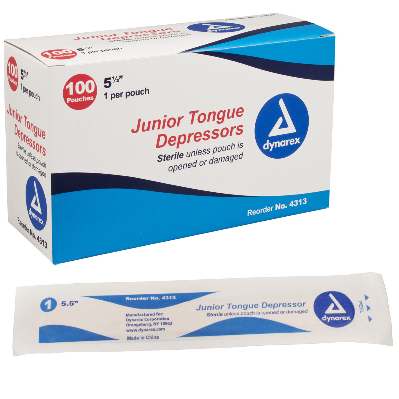 Dynarex 4312 Tongue Depressor Wood, Senior 6, Non-Sterile, Pack of 500