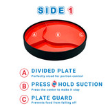 62-0180R-13 Fabrication Enterprises, Inc. STAYnEAT Plate, Divided Suction, Slope n Scoop Dish, Small, Red, Case of 13