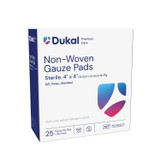 Dukal Corporation 7225327 Non-Woven Pad, 4\in. x 4\in., Sterile, 4-Ply, 25/bx, 24 bx/cs , case