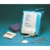 Cardinal Health 25004-010A Laceration Tray Includes: (1) Fenestrated Drape, 13.5\in. x 18\in.; (1) PVP-I Prep Pad, Medium, 1.187\in. x 2.625\in.; (1) Plastic bag, 12\in. x 6\in. x 18\in.; (1) Absorbent Towel; (1) Operating Scissors, Sharp/Blunt, Stra