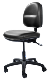 T-582-RVN Pedigo ERGO TASK CHAIR, RAVEN BLACK. MEETS CALIFORNIA TB-117 AND TB-133. PVC-FREE UPHOLSTERY. WITHOUT ARMS, 23"BASE
