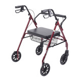 43-2166 Fabrication Enterprises, Inc. Bariatric Steel Rollator with loop brake, red