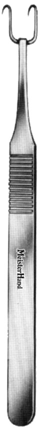 MH21-144 Integra Miltex Cottle Hook, 5-3/4, 2 Prongs, Sharp, 13mm Wide