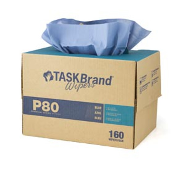 Hospeco TASKBRAND® N-P080ITB Taskbrand® P80 PD Hydrospun, Interfold, Twin Tote, Blue, 12in. x 16.75in., 160/bx, 1 bx/cs , case