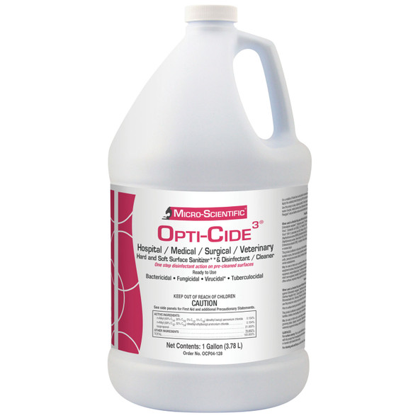 Micro-Scientific, USA OPTI-CIDE3® OCP04-128 Opti-Cide3 Disinfectant, 1 Gallon Pour Bottle, 4/cs (Contenental US Only) (Item is considered HAZMAT and cannot ship via Air or to AK, GU, HI, PR, VI) (36 cs/plt) , case